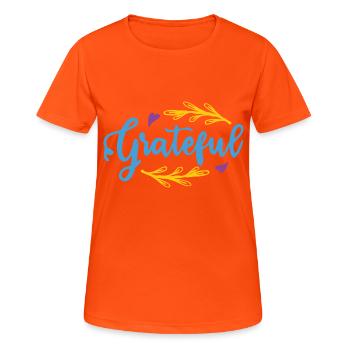 DANKBAR - Frauen T-Shirt atmungsaktiv - Neonorange - Vorne - AI Model Female 172 dark (172cm)