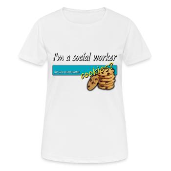 Travailleur social Sozialarbeiter - T-shirt respirant Femme - blanc - Devant - AI Model Female 172 dark (172cm)