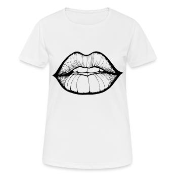 Lips, mouth, kissing lips - Women's Breathable T-Shirt - white - Front - AI Model Female 172 dark (172cm)