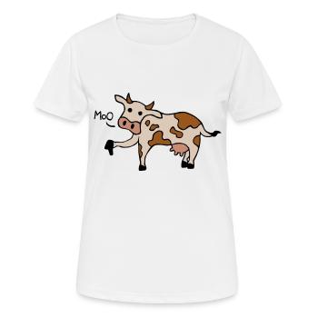 Muh / Buh-Kuh Daumen runter - Frauen T-Shirt atmungsaktiv - Weiß - Vorne - AI Model Female 172 dark (172cm)