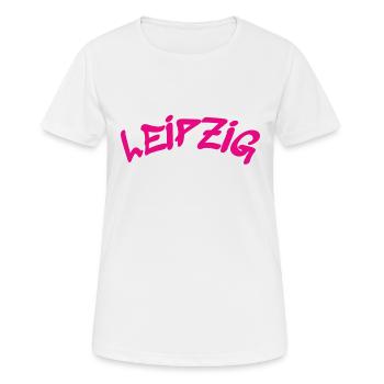 Leipzig - Deutschland - Germany - Sachsen - Frauen T-Shirt atmungsaktiv - Weiß - Vorne - AI Model Female 172 dark (172cm)