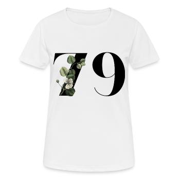 Nummer 79 Blumengrün - 79. Blumengeburtstag - Frauen T-Shirt atmungsaktiv - Weiß - Vorne - AI Model Female 172 dark (172cm)
