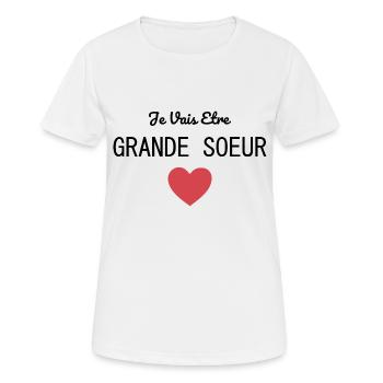 Ich werde eine große Schwester sein - Frauen T-Shirt atmungsaktiv - Weiß - Vorne - AI Model Female 172 dark (172cm)