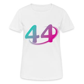 Nummer 44 mehrfarbig - Frauen T-Shirt atmungsaktiv - Weiß - Vorne - AI Model Female 172 dark (172cm)