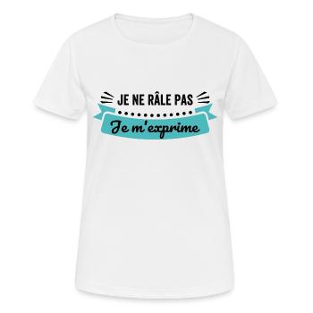T-Shirt Ich beschwere mich nicht Ich drücke mich beschweren humorvoll aus - Frauen T-Shirt atmungsaktiv - Weiß - Vorne - AI Model Female 172 dark (172cm)