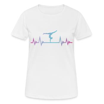 Gymnastique, Gymnaste, ECG de pouls, Rythme cardiaque - T-shirt respirant Femme - blanc - Devant - AI Model Female 172 dark (172cm)