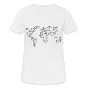 Weltkarte - Frauen T-Shirt atmungsaktiv - Weiß - Vorne - AI Model Female 172 dark (172cm)
