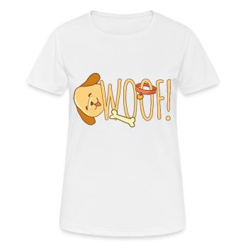 Dog Woof - Frauen T-Shirt atmungsaktiv - Weiß - Vorne - AI Model Female 172 dark (172cm)
