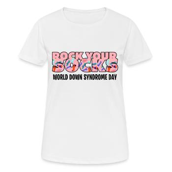 Basculez vers le bas syndrome de chaussettes - T-shirt respirant Femme - blanc - Devant - AI Model Female 172 dark (172cm)