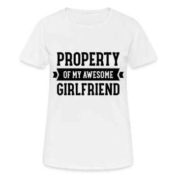 Property Of My Awesome Girlfriend - Frauen T-Shirt atmungsaktiv - Weiß - Vorne - AI Model Female 172 dark (172cm)