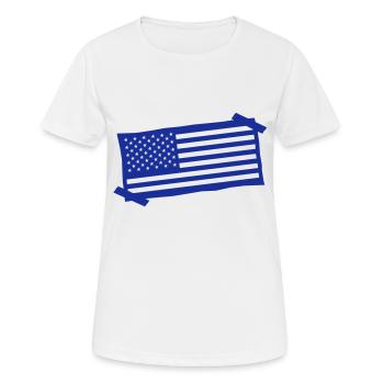 aufkleber zettel papier notiz usa amerika vereinig - Frauen T-Shirt atmungsaktiv - Weiß - Vorne - AI Model Female 172 dark (172cm)