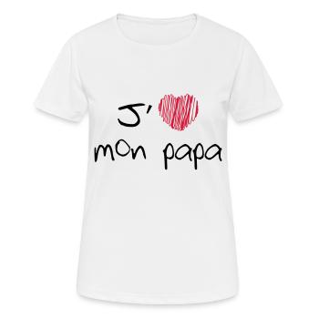J'aime mon papa - T-shirt respirant Femme - blanc - Devant - AI Model Female 172 dark (172cm)