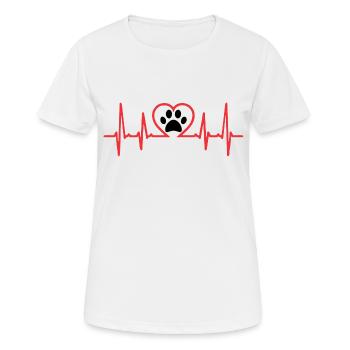 Pulzo Heart - Empreinte de chien - T-shirt respirant Femme - blanc - Devant - AI Model Female 172 dark (172cm)