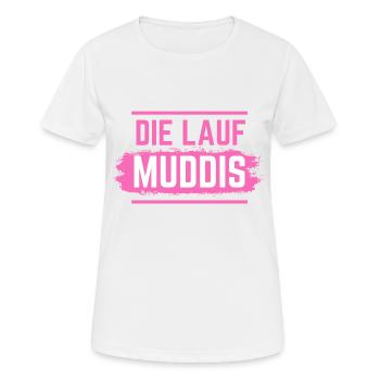 Muddy run shirt mud Matsch Laufshirt Team Muddi - Frauen T-Shirt atmungsaktiv - Weiß - Vorne - AI Model Female 172 dark (172cm)