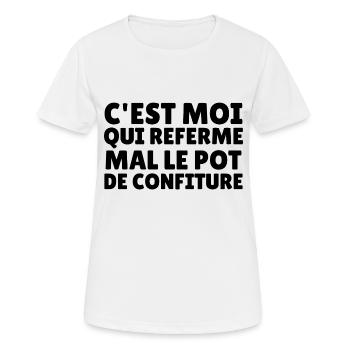 c'est moi qui referme mal le pot de confiture - T-shirt respirant Femme - blanc - Devant - AI Model Female 172 dark (172cm)