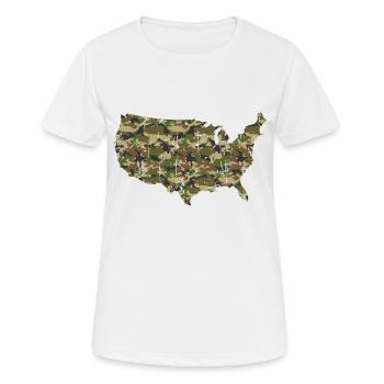 USA Camouflage map - Women's Breathable T-Shirt - white - Front - AI Model Female 172 dark (172cm)