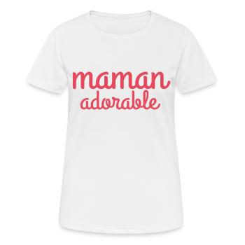 Maman adorable - T-shirt respirant Femme - blanc - Devant - AI Model Female 172 dark (172cm)