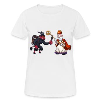 Saint Nicolas VS Krampus - T-shirt respirant Femme - blanc - Devant - AI Model Female 172 dark (172cm)