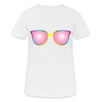 SCHRILLE QUIETSCH BRILLE PINK ROSA - Frauen T-Shirt atmungsaktiv - Weiß - Vorne - AI Model Female 172 dark (172cm)
