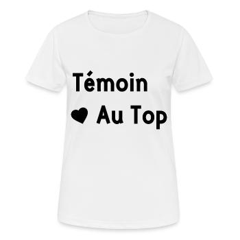 Témoin au top - T-shirt respirant Femme - blanc - Devant - AI Model Female 172 dark (172cm)
