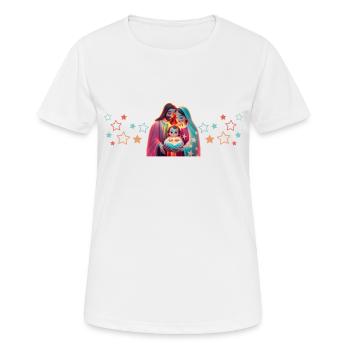 Jésus, Marie et Joseph. Noël chrétien. Paix et Amour - T-shirt respirant Femme - blanc - Devant - AI Model Female 172 dark (172cm)