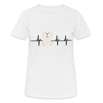 Battement de cœur coton de tulear - T-shirt respirant Femme - blanc - Devant - AI Model Female 172 dark (172cm)