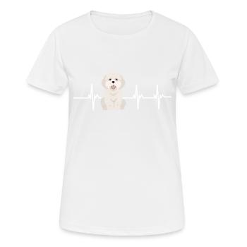 Battement de cœur coton de tulear - T-shirt respirant Femme - blanc - Devant - AI Model Female 172 dark (172cm)