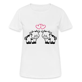 vaches amoureuses - T-shirt respirant Femme - blanc - Devant - AI Model Female 172 dark (172cm)