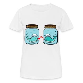 Wal Fische Liebe Trennung Liebeskummer Tränen - Frauen T-Shirt atmungsaktiv - Weiß - Vorne - AI Model Female 172 dark (172cm)