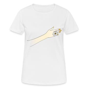 Main avec fleur - T-shirt respirant Femme - blanc - Devant - AI Model Female 172 dark (172cm)