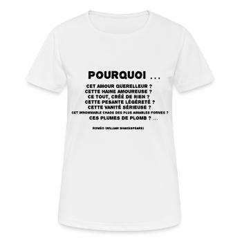 Roméo (Plumes de plomb) - T-shirt respirant Femme - blanc - Devant - AI Model Female 172 dark (172cm)