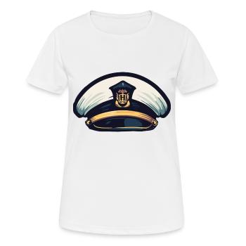 Captain Matrose Mütze - Frauen T-Shirt atmungsaktiv - Weiß - Vorne - AI Model Female 172 dark (172cm)
