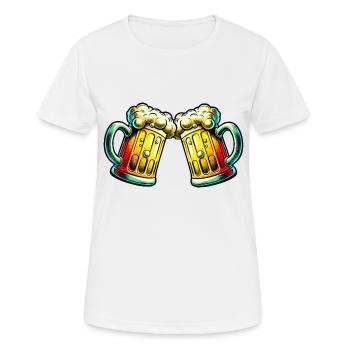toasting beer beer glass - Women's Breathable T-Shirt - white - Front - AI Model Female 172 dark (172cm)
