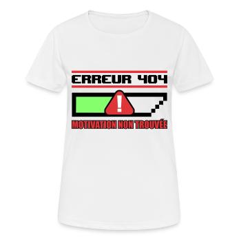 Erreur 404 motivation non trouvée - T-shirt respirant Femme - blanc - Devant - AI Model Female 172 dark (172cm)