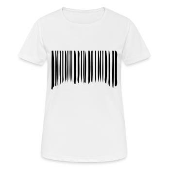 Barcode Strokes Lines Scribbled Barcode Scan - T-shirt respirant Femme - blanc - Devant - AI Model Female 172 dark (172cm)