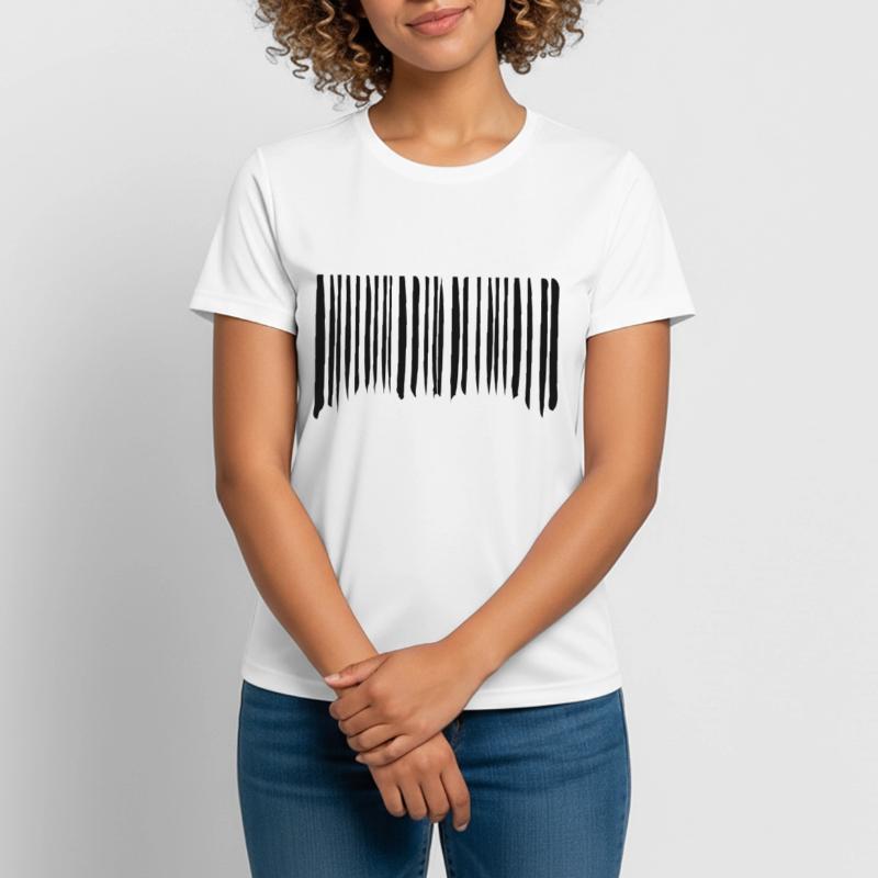 Barcode Strokes Lines Scribbled Barcode Scan Women's Breathable T-Shirt