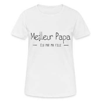 MEILLEUR PAPA ELU PAR MA FILLE - T-shirt respirant Femme - blanc - Devant - AI Model Female 172 dark (172cm)