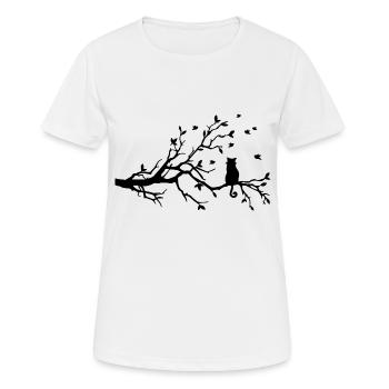 Miou sur sa branche - T-shirt respirant Femme - blanc - Devant - AI Model Female 172 dark (172cm)