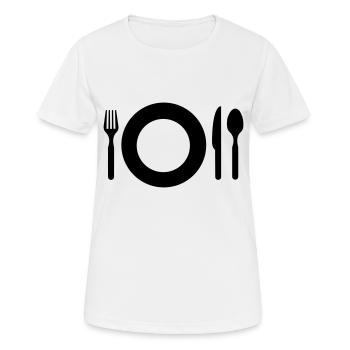 Besteck Grafik ESSEN HUNGER GESCHENKIDEE - Frauen T-Shirt atmungsaktiv - Weiß - Vorne - AI Model Female 172 dark (172cm)