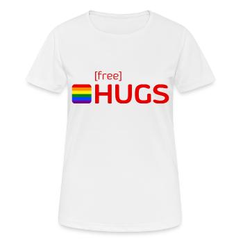 [free] HUGS - Frauen T-Shirt atmungsaktiv - Weiß - Vorne - AI Model Female 172 dark (172cm)
