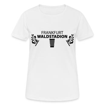 FRANKFURT WALDSTADION – Fussball Apfelwein Gerippt - Frauen T-Shirt atmungsaktiv - Weiß - Vorne - AI Model Female 172 dark (172cm)