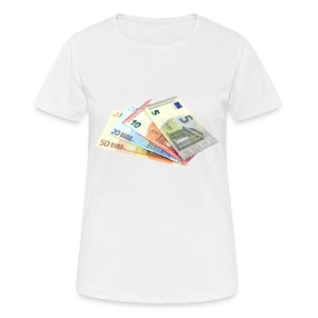 De l’argent. Billets en euros - T-shirt respirant Femme - blanc - Devant - AI Model Female 172 dark (172cm)