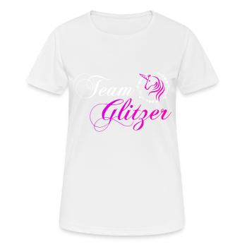 Team Glitzer - Frauen T-Shirt atmungsaktiv - Weiß - Vorne - AI Model Female 172 dark (172cm)