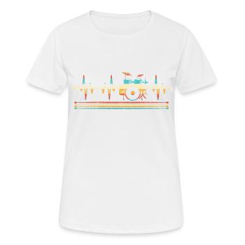 Evolution zum Drummer, ich mag Noten und Musik - Frauen T-Shirt atmungsaktiv - Weiß - Vorne - AI Model Female 172 dark (172cm)