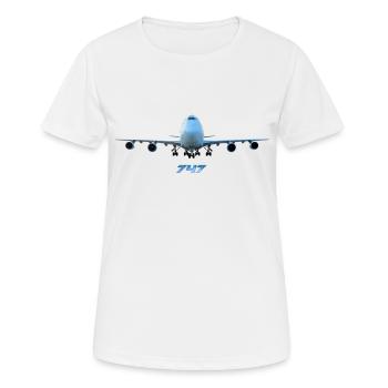 747 Flugzeug Airline Jumbojet - Frauen T-Shirt atmungsaktiv - Weiß - Vorne - AI Model Female 172 dark (172cm)