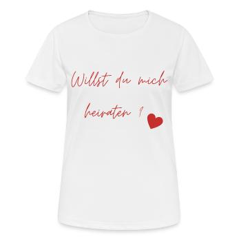 Willst du mich heiraten? Verlobung Design - Frauen T-Shirt atmungsaktiv - Weiß - Vorne - AI Model Female 172 dark (172cm)