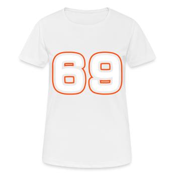69 Zahl Symbol - Frauen T-Shirt atmungsaktiv - Weiß - Vorne - AI Model Female 172 dark (172cm)