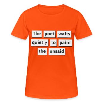 Der Dichter wartet leise... - Frauen T-Shirt atmungsaktiv - Neonorange - Vorne - AI Model Female 172 dark (172cm)