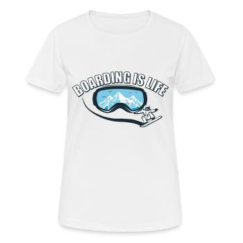 Boarding is Life - Snowboard - Frauen T-Shirt atmungsaktiv - Weiß - Vorne - AI Model Female 172 dark (172cm)