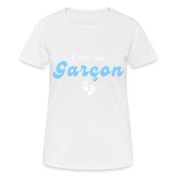 C'est un garçon-annonce grossesse - T-shirt respirant Femme - blanc - Devant - AI Model Female 172 dark (172cm)